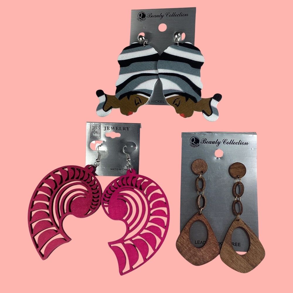3 Pair Statement Earrings